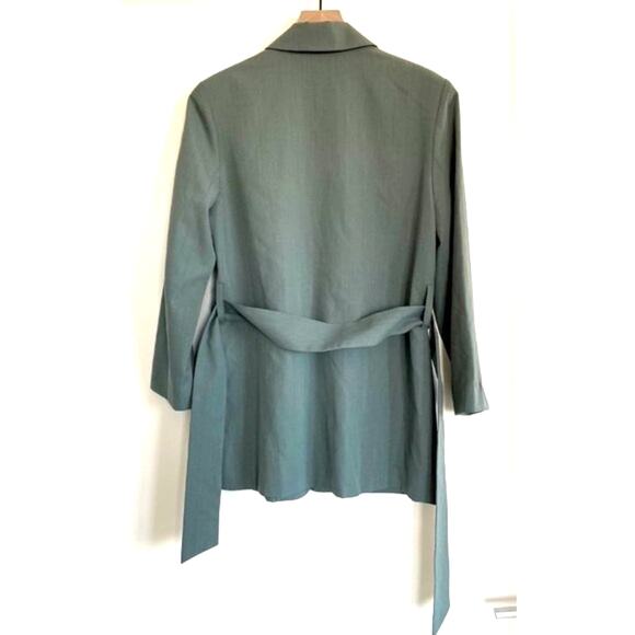 Tweeds Green Wool Blend Tie Belted Blazer Size 8 - Picture 3 of 11